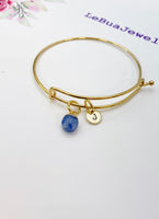 Gold Natural Blue Spot Jasper Charm Bracelet, N2798A