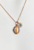 Rose Gold Locket Necklace, Initial Charm, Personalized Gift,  N3468