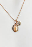 Rose Gold Locket Necklace, Initial Charm, Personalized Gift,  N3468