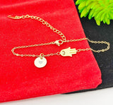 Gold Hamsa Evil Eye Bracelet Christmas Jewelry Gifts, Personalized Customized Gifts, N581