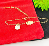 Gold Hamsa Evil Eye Bracelet Christmas Jewelry Gifts, Personalized Customized Gifts, N581