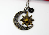 Black Moon and Sun Charm Necklace Christmas Gifts, N2090C