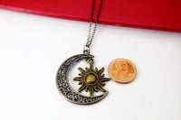 Black Moon and Sun Charm Necklace Christmas Gifts, N2090C