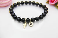 Gold Natural Golden Sheen Obsidian Bracelet Christmas Gifts, N3358