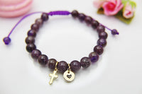 Gold Natural Amethyst Bracelet Gemstone Jewelry, Best Seller Christmas Gifts, N3001