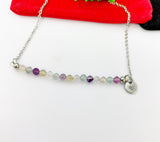 Silver Fluorite Necklace Natural Gemstone Jewelry, Gold Necklace, Personalized Customized Gifts, N4277F