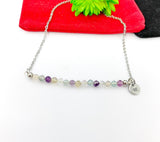 Silver Fluorite Necklace Natural Gemstone Jewelry, Gold Necklace, Personalized Customized Gifts, N4277F