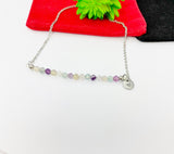 Silver Fluorite Necklace Natural Gemstone Jewelry, Gold Necklace, Personalized Customized Gifts, N4277F