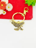 Gold Flying Eagle Charm Keychain Best Christmas Jewelry Gifts, Personalized Customized Gifts, N3669C