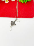 Christmas Gifts, Silver Manicure Tool Set Charms Necklace Salon School Student Jewelry Gifts, N5282A