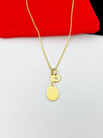 Best Christmas Gifts for Tennis Player, Gold Stainless Steel Tennis Racket Charms Necklace N45