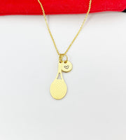 Best Christmas Gifts for Tennis Player, Gold Stainless Steel Tennis Racket Charms Necklace N45