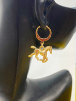 Gold Horse Charm Earrings, Best Equestrian Christmas Gift, N3343A