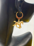 Gold Horse Charm Earrings, Best Equestrian Christmas Gift, N3343A