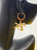 Gold Horse Charm Earrings, Best Equestrian Christmas Gift, N3343A