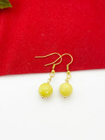 Gold Natural Jade Earrings, Best Seller Christmas Gifts for Girlfriends, N3703A