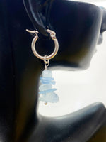 Natural Aquamarine Hypoallergenic Hoop Earrings, Best Seller Christmas Gifts, N3972A