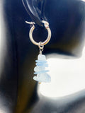 Natural Aquamarine Hypoallergenic Hoop Earrings, Best Seller Christmas Gifts, N3972A