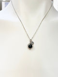 Obsidian Necklace, Natural Gemstone Jewelry, Spinner Silver Necklace, N5055A