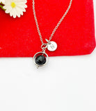 Obsidian Necklace, Natural Gemstone Jewelry, Spinner Silver Necklace, N5055A