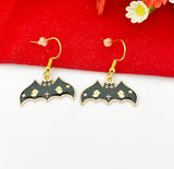 Black Bat Halloween Earrings, Fun Halloween, Halloween Gift, Best Friends Girlfriends Gift, Girl Gift, Thank You Gift, Appreciation, N3992