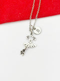Silver Ballet Dress Charm Necklace, Christmas Gifts for Ballet Dance Girls, N5175A