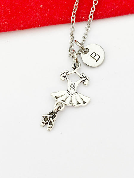 Silver Ballet Dress Charm Necklace, Christmas Gifts for Ballet Dance Girls, N5175A