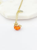 Gold Orange Pumpkin Necklace Fall Gifts, N1790A