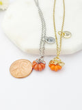 Silver Orange Pumpkin Necklace Best Fall Gifts, N1790B