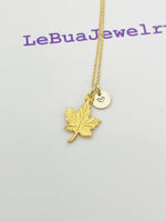 Gold Maple Leaf Charm Necklace, Fall Autumn Jewelry Gift, N5142B