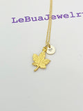 Gold Maple Leaf Charm Necklace, Fall Autumn Jewelry Gift, N5142B