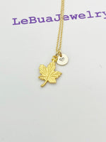 Gold Maple Leaf Charm Necklace, Fall Autumn Jewelry Gift, N5142B