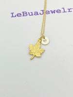 Gold Maple Leaf Charm Necklace, Fall Autumn Jewelry Gift, N5142B