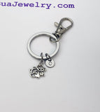 Silver Mom Panda and Baby Bear Charm Keychain Christmas Luck Gifts, N1415A