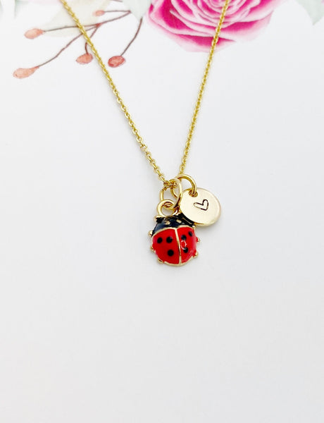 Gold Red Ladybug Insect Charm Necklace Best Seller Christmas Gifts, N4555