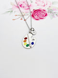 Silver Artist Palette Charm Necklace Christmas Artist Gifts, N1714