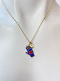 Gold Hand with Red Heart Charm Necklace N1429H
