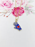Gold Hand with Red Heart Charm Necklace N1429H