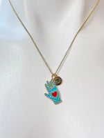 Gold Hand with Red Heart Charm Necklace Valentine Gifts, N1429H