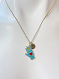 Gold Hand with Red Heart Charm Necklace Valentine Gifts, N1429H