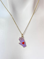 Gold Hand with Red Heart Charm Necklace Best Valentine Gifts, N1429J