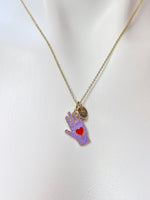 Gold Hand with Red Heart Charm Necklace Best Valentine Gifts, N1429J