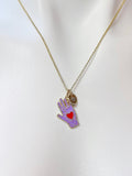 Gold Hand with Red Heart Charm Necklace Best Valentine Gifts, N1429J