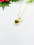 Best Seller Christmas Gifts, Gold Natural Tiger Eye Necklace Natural Gemstone Jewelry, Spinner Necklace, N4691B