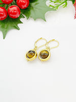 Natural Tiger Eye Hypoallergenic Hoop Earrings, Best Christmas Gifts, N4691C
