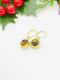 Natural Tiger Eye Hypoallergenic Hoop Earrings, Best Christmas Gifts, N4691C