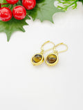 Natural Tiger Eye Hypoallergenic Hoop Earrings, Best Christmas Gifts, N4691C
