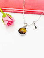 Tiger Eye Necklace, Natural Gemstone Jewelry N3586