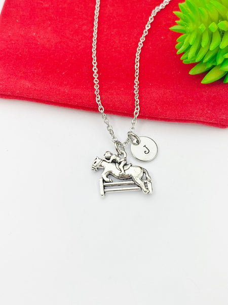 Silver Horse Back Rider Charm Necklace Christmas Equestrian Gifts, N1791A