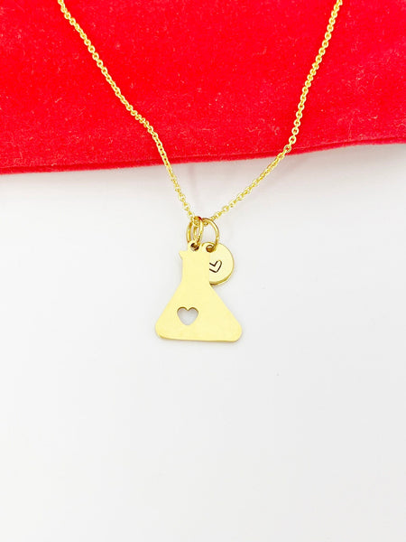 Gold Beaker Charm Necklace Christmas Gifts for Researcher, N4186